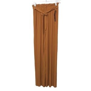 New Mix Orange Hi Rise Pleated Wide Leg Pants NWT One Size